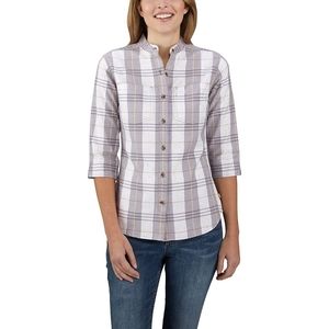 Carhartt Women's Plaid Button Down Shirt - White and Gray